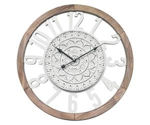 Rebecca Mobili Reloj Colgante, Reloj Decorativo Blanco marrón, Estilo lamentable, Madera MDF, Cocina, Sala de Estar - Medidas: 55 x 55 x 5 cm (HxLxP) - Art. RE6380