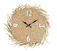 Rebecca Mobili Reloj de Pared, MDF, Relojes de Pared de Paja, Beige, Estilo Rústico, Mobiliario para Cocina y Salón - Tamaño: 45 x 45 x 4,5 cm (A x AN x FON) - Art. RE6593