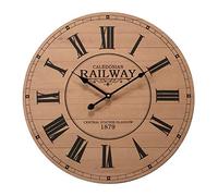 Rebecca Mobili Reloj De Pared, Reloj Madera MDF, Marrón Negro, Estilo Retro, Analógico, para Sala De Estar Dormitorio - Medidas: Ø 50 x Fon 4.5 Cm - Art. RE6471