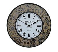 Rebecca Mobili Reloj De Pared, Reloj Redondo, Blanco Marrón Azul, Metal MDF, Estilo Vintage, para Cocina Salón - Diámetro 50 cm x FON 4,5 cm - Art. RE6780