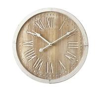 Rebecca Mobili Reloj De Pared, Relojes Estilo Retro, Blanco Marrón Claro, Madera MDF, Números Romanos, para Regalo - Medidas: 40 x 40 x 4,5 cm (AxANxFON) - Art. RE6463
