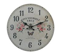 Rebecca Mobili Reloj De Pared Shabby Chic, Relojes de Pared, Negro Marrón Rosa Rojo, MDF, Estilo Vintage, Idea De Regalo - Diámetro 33,8 cm x FON 4 cm - Art. RE6808