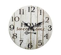 Rebecca Mobili Reloj Decorativo, Relojes de Pared,hogar Dulce hogar, Estilo Shabby, Madera Blanca - Medidas Ø 33,8 cm x P 4 cm (AxANxF) - Art. RE6151