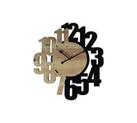 Rebecca Mobili Reloj Moderno, Relojes De Pared, MDF, Negro Marrón, Números Grandes, para Cocina - Medidas: 56,5 x 50 x 4,5 cm (A x AN x FON) - Art. RE6568