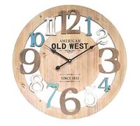 Rebecca Mobili Reloj Mural Estilo Urban Madera Marrón Azul Blanco Hogar Cocina Salón Diametro Ø 50 cm - Art. RE4992