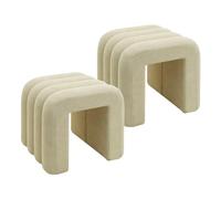 Rebecca Mobili Set 2 Poufs Modernos, Reposapiés Bajos, Beige, Tela de Poliéster MDF, Acolchado, Diseño Original, para Dormitorio Sala de Estar - Medidas AxAnxFon: 40 x 38 x 40 cm - Art. RE7061