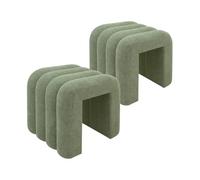 Rebecca Mobili Set 2 Reposapiés Modernos, Taburetes Pouf Bajos, Verde Oscuro, Tela de Poliéster MDF, Decoración del Hogar, para Sofá - Medidas AxAnxFon: 40 x 38 x 40 cm - Art. RE7062