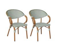 Rebecca Mobili Set de 2 Sillas de Jardín, Sillas de Comedor Exterior Apilables, Blanco y Verde, Estructura de Aluminio con PVC y Pet - Medidas AxANxFON: 84 x 57 x 57 cm - Art. RE7261