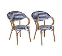 Rebecca Mobili Set de 2 Sillas de Jardín, Sillas de Exterior Apilables, Blanco y Azul, Diseño Clásico - Medidas AxANxFON: 84 x 57 x 57 cm - Art. RE7262