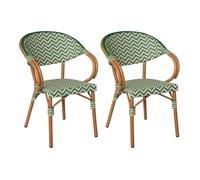 Rebecca Mobili Set de 2 Sillas de Jardín, Sillones de Exterior Apilables, Verde y Blanco, Estructura de Aluminio, Resistentes - Medidas AxANxFON: 84 x 57 x 57 cm - Art. RE7259