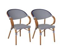 Rebecca Mobili Set de 2 Sillas de Jardín, Sillones de Exterior, Azul y Blanco, Estructura de Aluminio, Estilo Clásico - Medidas AxANxFON: 84 x 57 x 57 cm - Art. RE7258