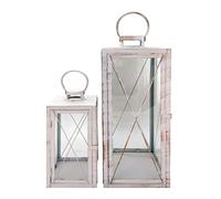 Rebecca Mobili Set De Farolillos Decorativos Grandes, 2 Portavelas, Blanco Dorado, Metal PVC, para Hogar Balcón Jardín - Medidas AxANxFON: 55,5 x 22,5 x 22,5 cm - Art. RE6823