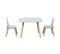 Rebecca Mobili Set de Mesa de Centro y 2 Sillas para Niños, Verde Marrón, MDF Pino, para Habitación Infantil, Sala de Juegos - Dimensiones: 44 x 60 x 60 cm / 50 x 25 x 25 cm - Art. RE6900