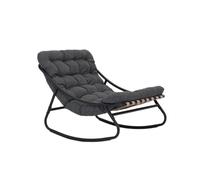 Rebecca Mobili Silla mecedora de exterior, sillón relax moderno, gris, acero poliéster, para jardín o porche, con cojín acolchado - Medidas 74 x 78 x 101 cm - Art. RE7179