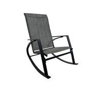 Rebecca Mobili Silla mecedora, Silla de exterior, Negro Gris Oscuro, Acero Poliéster, Robusto, Estilo Moderno, para Jardín Veranda. Dimensiones HxLxP: 94 x 104 x 60 cm. Art. RE7186