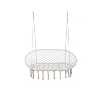 Rebecca Mobili Sofá balancín 2 plazas, sillón colgante grande, blanco crema, acero y poliél茅s, interior/exterior, estilo boho, robusto - Medidas: 150 x 130 x 70 cm