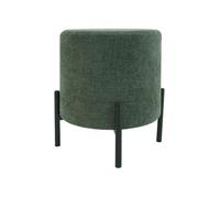 Rebecca Mobili Taburete Moderno, Pouf Reposapiés Bajo, Verde Oscuro, Tela de Poliéster Acero, Acolchado, Redondo, para Sala de Estar - Medidas AxAnxFon: 43,5 x 38 x 38 cm - Art. RE7060