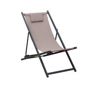 Rebecca Mobili Tumbona de exterior, silla plegable para jardín, beige gris oscuro, aluminio poliéster, reclinable, para balcón o camping - Medidas HxLxP: 93 x 58 x 92 cm - Art. RE7146
