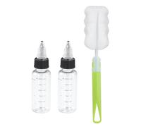 REBECCAGIBSON 2 piezas botella de exprimir transparente,Botella multiusos para exprimir,Botellas dispensadoras de aceite con cepillo de ollas,Botella de plástico transparente y tapa de punta para