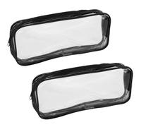 REBECCAGIBSON 2 Piezas Estuche de Lápices Transparente de PVC,Caso de la Pluma Impermeable Portátiles Lápices Estuche con Cremallera para Examen,Papelería y Almacenamiento de Cosméticos (Negro)