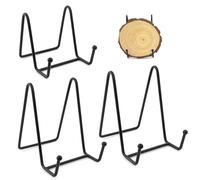 REBECCAGIBSON 3 Piezas Soportes Metal Hierro Platos 4,5 pulgadas y 3 pulgadas, Negro Soporte Platos Metal, Diseño versátil Soporte Marcos,Soportes con Sistema Sujeción ,para Decorar