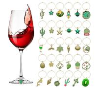 REBECCAGIBSON 31 Piezas Abalorios para copas de vino, abalorios de cristal de vino,marcador cristal, tema playa, marcadores de bebidas, decoración para fiestas, copas de vino