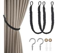 REBECCAGIBSON Abrazaderas Cortinas,2pcs Alzapaños De Algodón Tejidos A Mano,Alzapaños De Cortina con 2 Ganchos,Alzapaños Decorativos para Cortinas,Sujeta Cortinas,Tejer A Mano Tiebacks