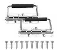 REBECCAHOWARD 2 asas plegables de acero inoxidable, tiradores plegables, manija de la caja,140 mm, con 10 tornillos para maletas, cajas de herramientas, cajas de embalaje