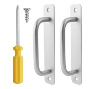 REBECCAHOWARD 2 Piezas Tiradores Puerta Plateados con 1 Destornillador Cruz, Tirador Puerta Deslizante con placa Aluminio,Tiradores Autoadhesivos,Tiradores Puerta Alto,para muebles