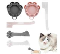 REBECCAHOWARD 6 Piezas Juego Cucharas Comida Gatos con Tapa Lata y Abridor Comida,Juego Multifuncional Silicona, Perros Cuchara Espátula Multifuncional, Juego sin BPA,para Perros,Gatos