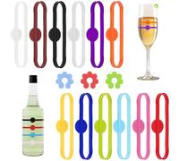 REBECCAHOWARD Paquete de 12 anillos para marcar copas de vino con 6 piezas de marcadores de flor de ciruelo, vidrios de marcaje de bebida de colores mixtos, marcador de copa de silicona para beber