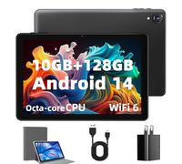 Rebecco Tablet Android de 10 pulgadas - Android 14 Octa Core 1.8GHz, tableta con transmisión OTG y Wi-Fi 6G 10GB + 128GB + 1TB TF 6000mAh, cámara dual 8+5MP, Bluetooth 5.3, últimas tabletas con