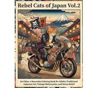 Rebel Cats of Japan Vol.2: An Ukiyo-e Bosozoku Coloring Book for Adults: Traditional Japanese Art, Vintage Motorcycles, and Stress Relief