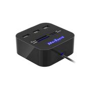 Rebel HUB USB 2.0 de 3 Puertos con Lector de Tarjetas de Memoria de 480 Mbps KOM1020