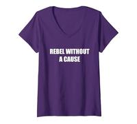 Rebelde sin Causa Camiseta Cuello V, Mujer, Morado, M