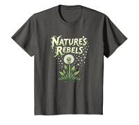 Rebeldes de la Naturaleza: el Diente de león malezas Arte botánico Camiseta, Niños, Asfalto, 12 años