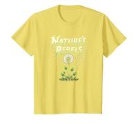 Rebeldes de la Naturaleza: el Diente de león malezas Arte botánico Camiseta, Niños, Limón, 12 años