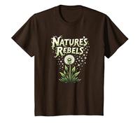 Rebeldes de la Naturaleza: el Diente de león malezas Arte botánico Camiseta, Niños, Marrón, 12 años