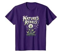 Rebeldes de la Naturaleza: el Diente de león malezas Arte botánico Camiseta, Niños, Morado, 12 años