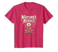Rebeldes de la Naturaleza: el Diente de león malezas Arte botánico Camiseta, Niños, Rojo Jaspeado, 2 años