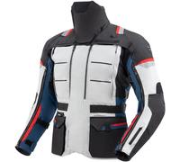 Rebelhorn Cubby 5 Chaqueta Textil de Motocicleta Impermeable, Gris/azul/rojo, Talla 3XL