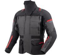 Rebelhorn Cubby 5 Chaqueta Textil de Motocicleta Impermeable, gris oscuro/negro/rojo, Talla 4XL