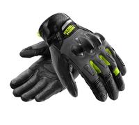 REBELHORN Defender Guantes de Moto Hombre | Cuero | Protectores de Tobillo | Paneles de Ventilación | Forro Cooler-Tec | Compatible con Pantalla Táctil | Nivel de Protección 1 KP
