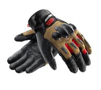 REBELHORN Defender Guantes de Moto Hombre | Cuero | Protectores de Tobillo | Paneles de Ventilación | Forro Cooler-Tec | Compatible con Pantalla Táctil | Nivel de Protección 1 KP