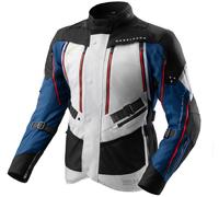 Rebelhorn Hardy 3.0 Chaqueta Textil de Motocicleta Impermeable, gris-rojo-azul, tamaño 2XL para Hombres