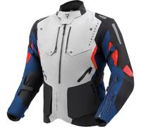 Rebelhorn Hiker 4 Chaqueta Textil de Motocicleta Impermeable, Gris claro/azul/rojo, Talla L
