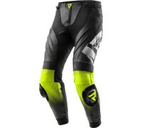 Rebelhorn Inferno Pantalones de cuero de moto, Negro/Blanco/Amarillo, Talla 58