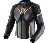 Rebelhorn Rebel Chaqueta de cuero para moto para mujeres, negro/dorado, Talla 32