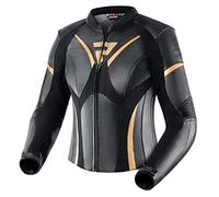 REBELHORN Rebel Lady Chaqueta de Moto Mujer | Cuero de vaca | Protectores de Codos y Hombros Nivel 2 | Protector de Espalda Nivel 1 | Paneles de Ventilación Perforados