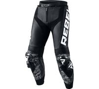 Rebelhorn Rebel Pantalones de cuero para motocicleta, Negro/Blanco, Talla 58
